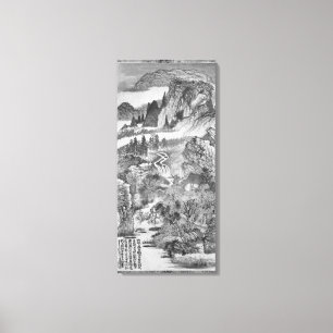 Berglandschap, na Huang Gongwang 1671 Canvas Afdruk