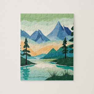 Berglandschap Natuur Rivier Landschap Afbeelding Legpuzzel