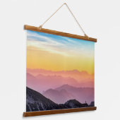 Berglandschap op zonsondergang hangend wandkleed (Gebogen)