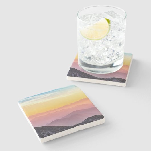 Berglandschap op zonsondergang stenen onderzetter