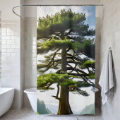 Berglandschap Pine Tree Schilderachtig Decoratie Douchegordijn