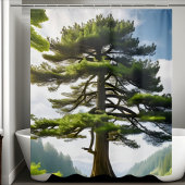 Berglandschap Pine Tree Schilderachtig Decoratie Douchegordijn