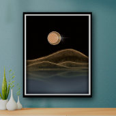 Berglandschap Retro Moonlight Poster