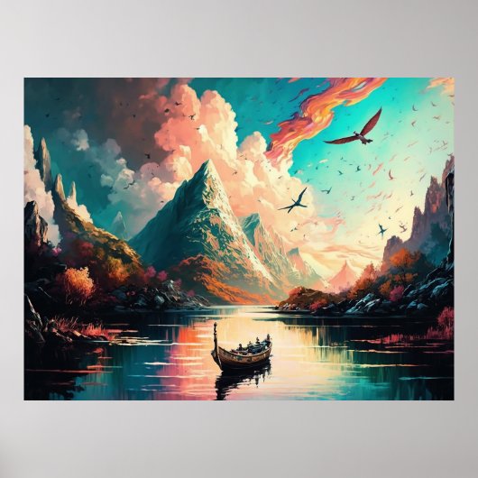 Berglandschap Schilderij Poster (Voorkant)