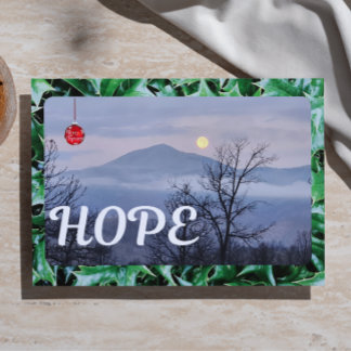 Berglandschap volle maan Kerst hoop Bedankkaart