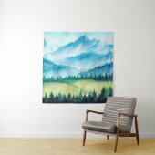 Berglandschap. Waterverf illustratie. Wandkleed (In situ)