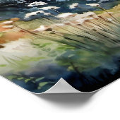 Berglandschap Waterverf Schilderij Kunst Print (Hoek)