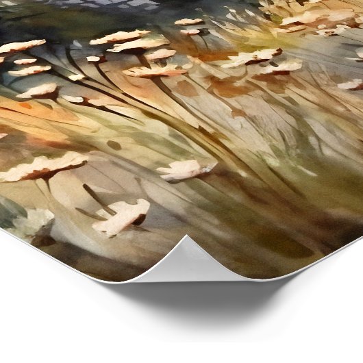 Berglandschap Waterverf Schilderij Kunst Print (Hoek)