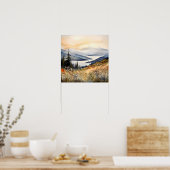 Berglandschap Waterverf Schilderij Kunst Print (Keuken)