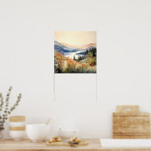 Berglandschap Waterverf Schilderij Kunst Print (Keuken)