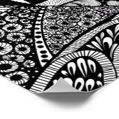 Berglandschap zwarte witte abstracte doedelkunst poster (Hoek)