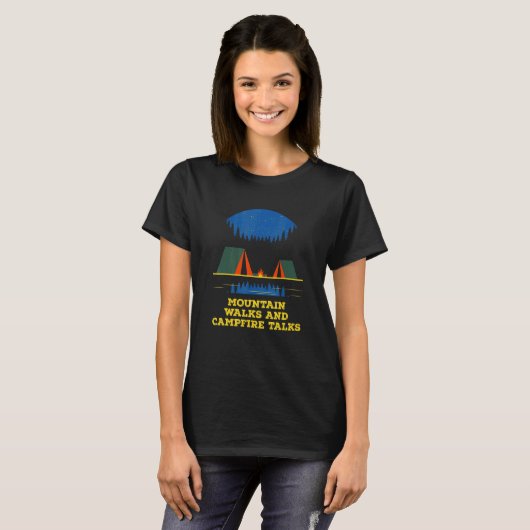 Bergloops en kampvuur Talks Hiking Camping H T-shirt (Voorkant volledig)