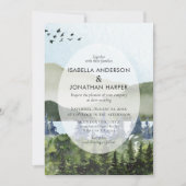 Bergmeer Bosfoto QR-code buitenshuis bruiloft Kaart (Voorkant)