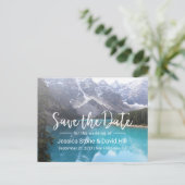 Bergmeer bruiloft sparen Datum Aankondigingskaart (Staand voorkant)