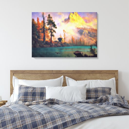 Bergmeer door Albert Bierstadt, 1865 Canvas Afdruk (Insitu (Slaapkamer))