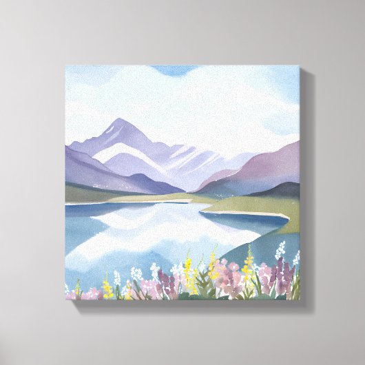 bergmeer | Floral Waterverf Landschap Canvas Afdruk (Voorkant)