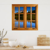 Bergmeer Square Faux-vensterverlichting Poster (Keuken)