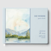 Bergmeer Waterverf Dusty Blue Wedding Gastenboek (Voorkant)