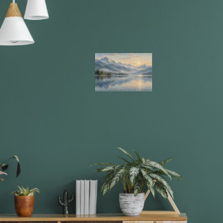 Bergmeer Zonsopgang Landschapskunst Poster