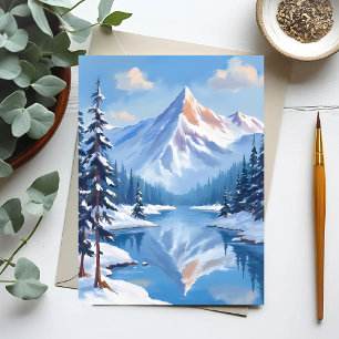 Bergontsnapping Winter Sneeuw Aquarel Natuur Briefkaart
