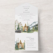 Bergpine wood Cabin Wedding Invite All In One Uitnodiging (Binnen)