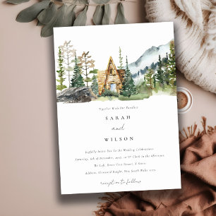 Bergpine wood Cabin Wedding Invite Bedankkaart