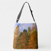 bergplaats, herfst bomen, plaats natuur crossbody tas (Achterkant)