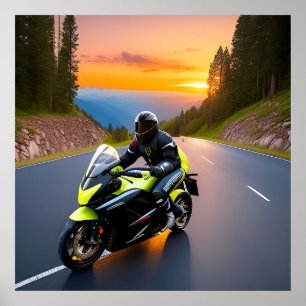 Bergrit Fietsscène voor Motorliefhebbers Poster