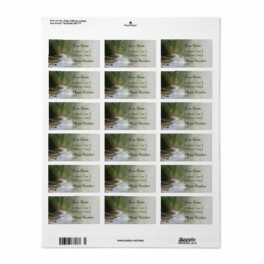 Bergrivier in een dal, Natuur, landschap Etiket (Full Sheet)