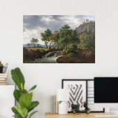 Bergrivierlandschap Natuur Kunst Poster (Thuiskantoor)