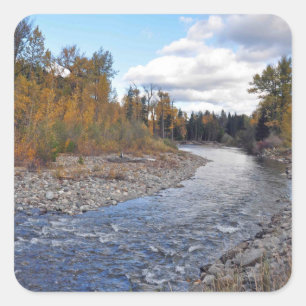 Bergstroom in bos print stickers