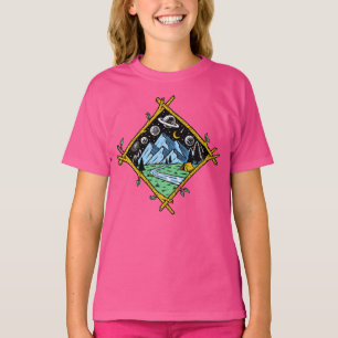 Bergstroomtent Kamperen Nacht Sterren Planeten T-shirt