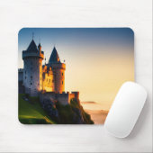 Bergtop kasteel in de mist muismat (Met muis)