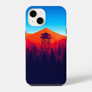 Berguitkijktoren Schermhoes – Levendig Na iPhone 14 Hoesje