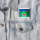 Bergwalvissen Vierkante Button 5,1 Cm (In situ)