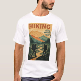  bergwandeling - Retro wandelpad T-shirt