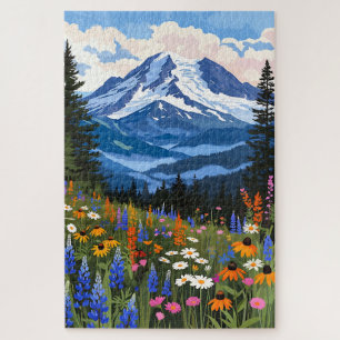 Bergweide met wilde bloemen Puzzel - Alpenmeer La