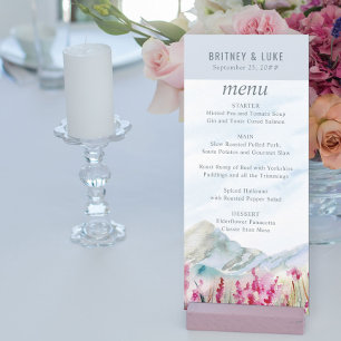 Bergweide Waterverf Stofblauw Bruiloft Menu