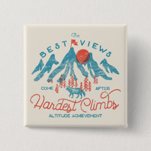 bergwolf klimmen wandelen buiten vierkante button 5,1 cm