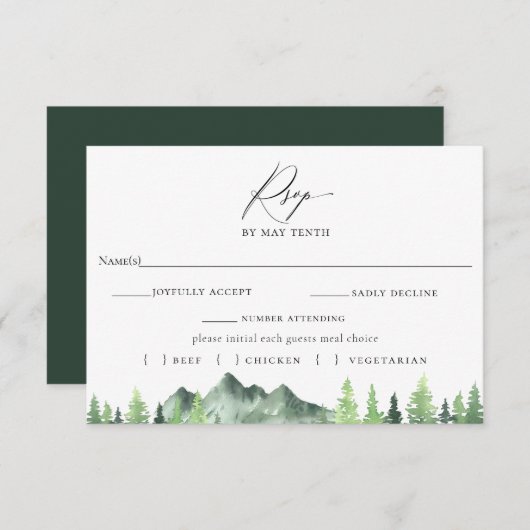 Bergwoud RSVP met vleeskeuzekaart (Voorkant / Achterkant)