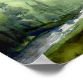 Bergwoud - Waterverf op papier schilderen Poster (Hoek)