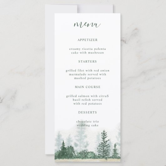 Bergwoud Waterverf-weddenschap menu (Voorkant)