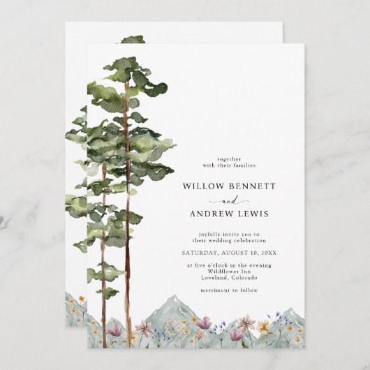 Bergwoudbruiloft Kaart (Voorkant / Achterkant)