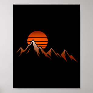 Bergzicht wandelaar berg zonsopgang wandelen poster