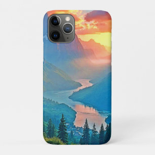 Bergzonsondergang: Gouden Vallei Vredeskunst iPhone 11 Pro Hoesje