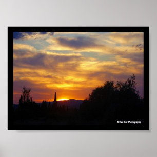 Bergzonsondergang Landschap Poster
