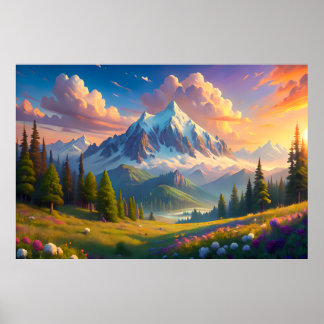 Bergzonsondergang | Natuurlijke Decoratie
