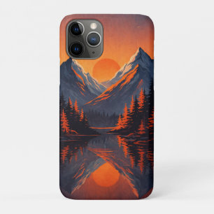 Bergzonsondergang Reflectie Vurig Oranje Lucht iPhone 11 Pro Hoesje