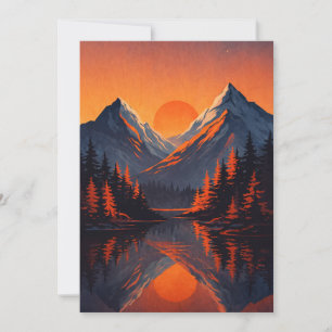 Bergzonsondergang Reflectie Vurig Oranje Lucht Feestdagenkaart
