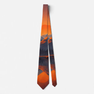 Bergzonsondergang Reflectie Vurig Oranje Lucht Stropdas